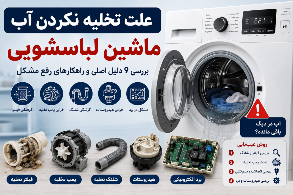 علت تخلیه نکردن آب ماشین لباسشویی
